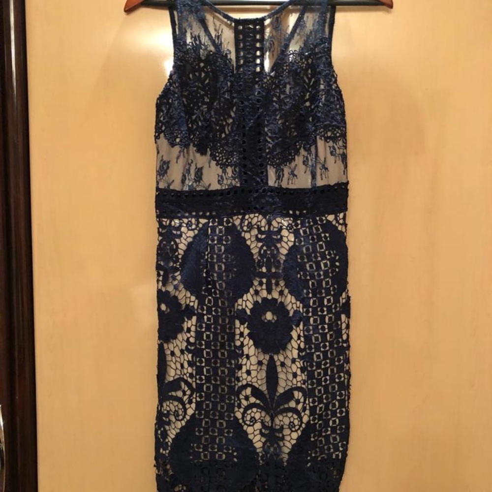Blue see thru dress worn once size M